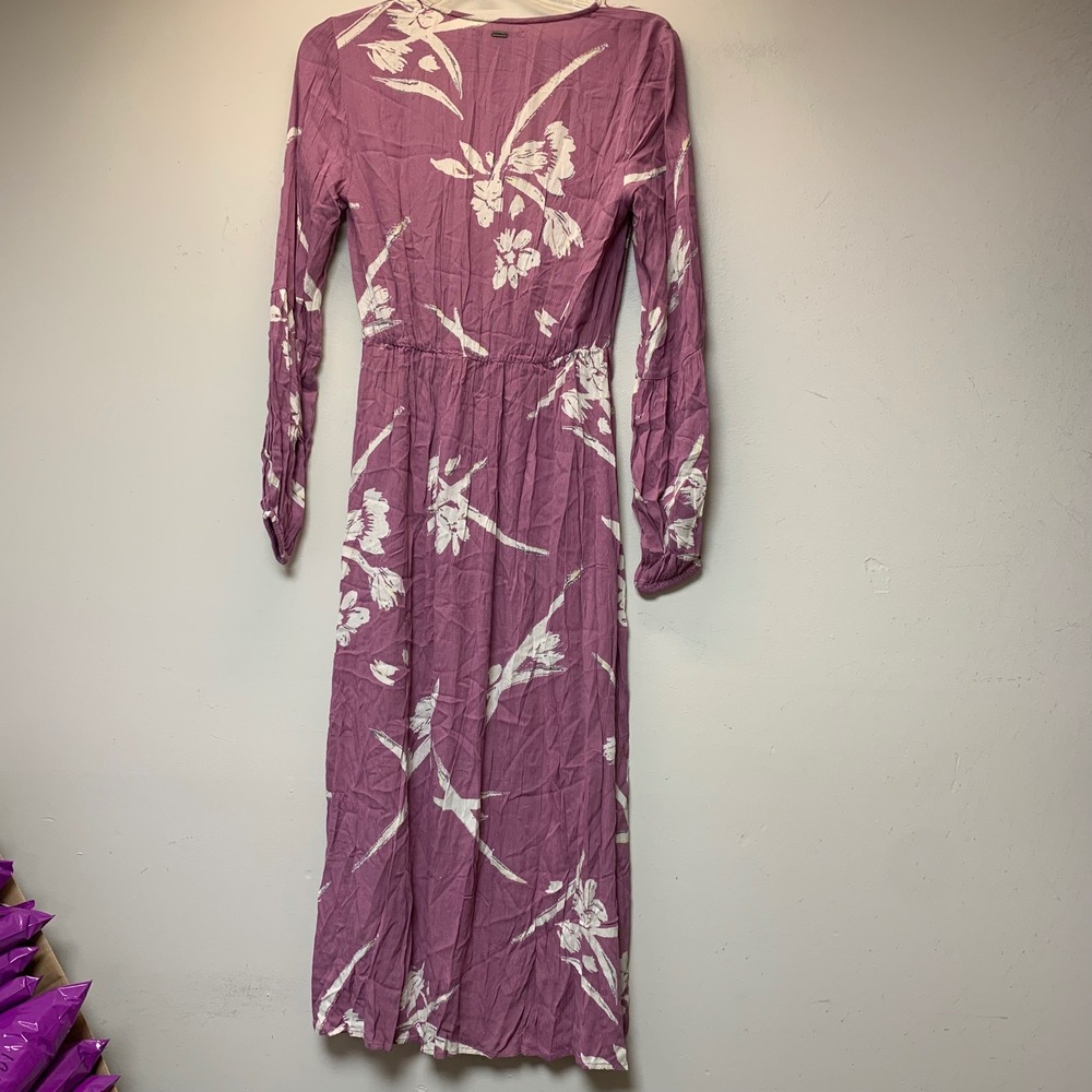 O'Neill Maxi Dress Womens XS Mauve Purple Excellent Floral Wrap V-Neck Boho - Picture 6 of 8